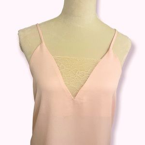 Pink V Neck Camisole with Lace Details